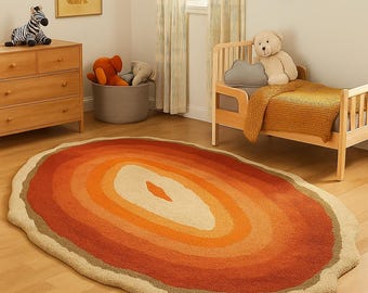 Handmade Irregular Tufted Rug: Abstract Boho Accent Carpet