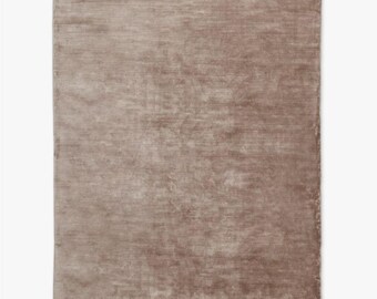 Luxe Muted Pink/Taupe Handloom Rug | Silky Viscose   | Soft Beige/Rose Gold Area Carpet