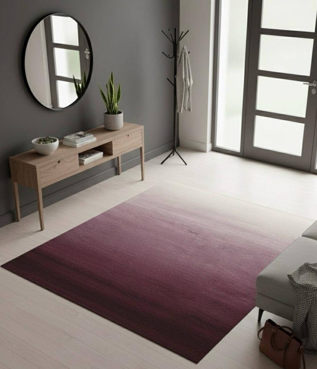 Ombre Tufted Area Rug - Deep Purple to Cream Gradient Carpet - Etsy