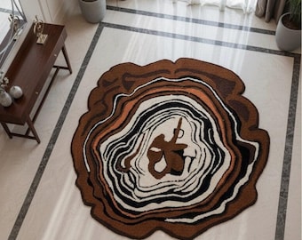 Agate Geode Tufted Rug: Irregular Abstract Accent Carpet