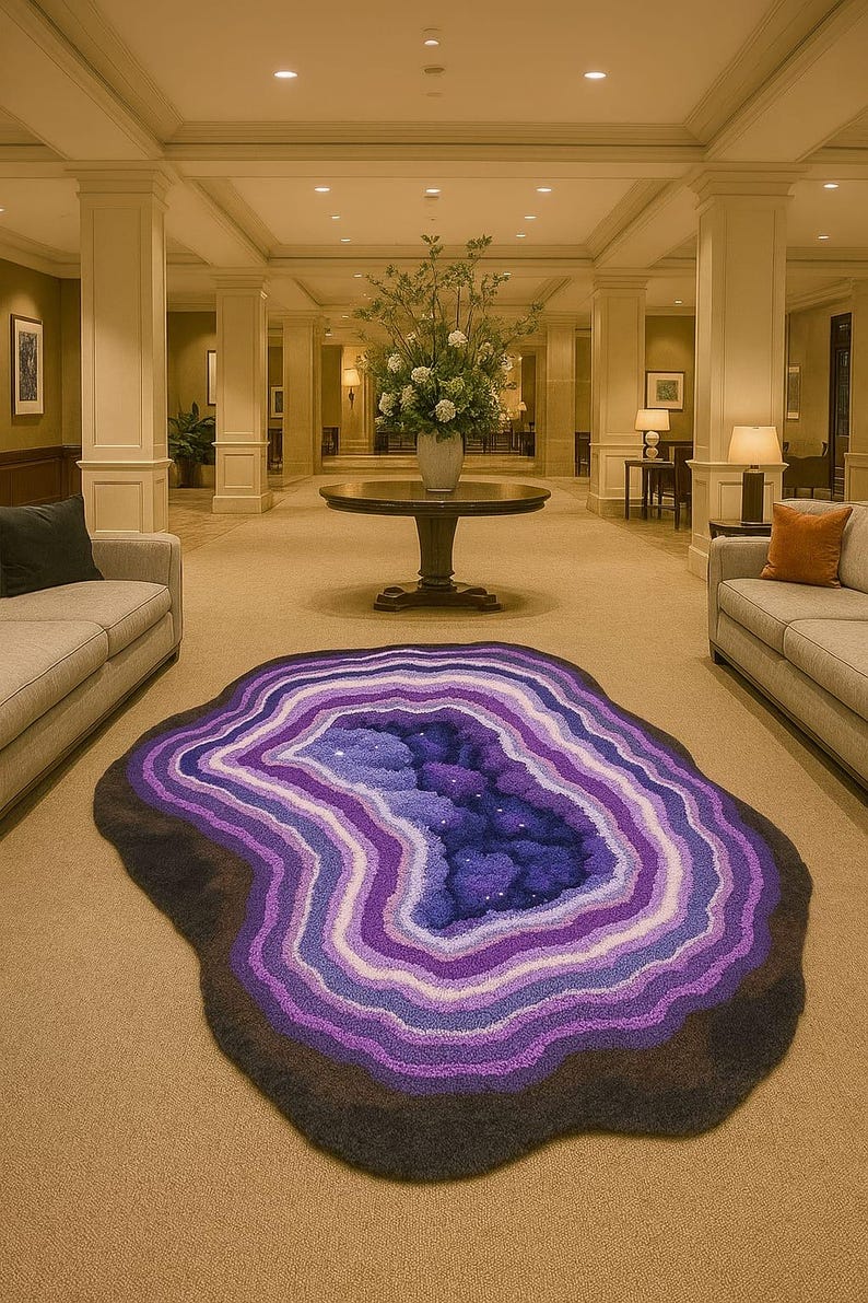 Geode Rug Design Amethyst Geode Tufted Rug: Handmade Crystal-inspired Boho Decor - Etsy