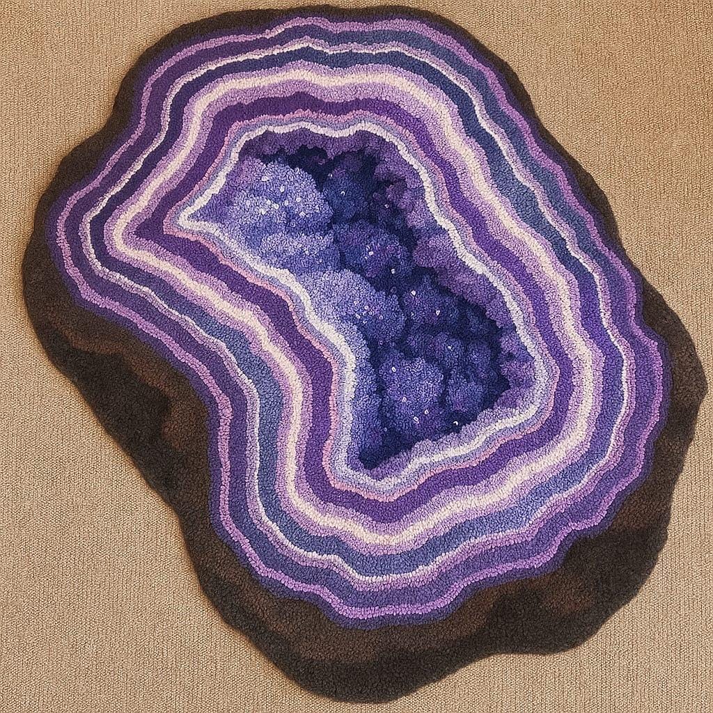 Geode Crystal Rug Amethyst Geode Tufted Rug: Handmade Crystal-inspired Boho Decor - Etsy