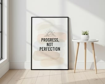 Progress Not Perfection Printable Wall Art | Motivational Quote Poster | Inspirational Office Decor | Positive Mindset Digital Download