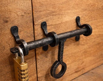 Pestillo de hierro forjado a mano, cerraduras rústicas para puertas de granja