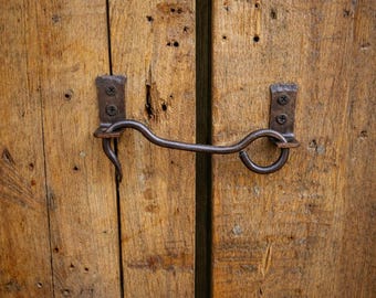 Hand Forged Wrought Iron Barn Door Latch, Rustic Farmhouse Gate Hardwares
