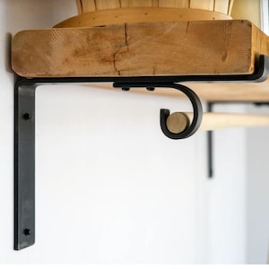 Closet Rod Shelf Bracket – Open Design, 2″ Heavy Duty DIY Shelf & Rod Bracket, Industrial Rustic Modern Support