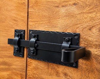 Pestillo de puerta de hierro forjado a mano / Cerradura rústica de granja, herrajes resistentes para portones