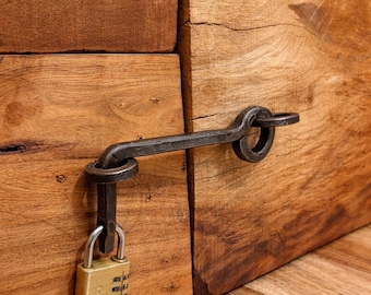 Hand Forged Hook and Eye Latch, Heavy Duty Rustic Iron Door Hardware