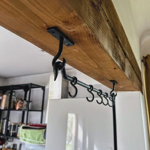 Forged Steel Wall Mounted Rack Hooks, Kitchen utensil Rail, Metal Kitchen Wall Organizer, Modern Farm House Pan Hooks, Decor. Wrought Iron