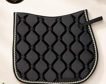 Manta acolchada negra para silla de montar inglesa y de salto / Equitación / Accesorio duradero para artículos de equitación