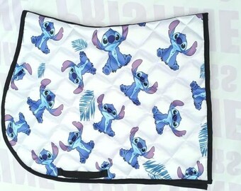 Printed Horse | Cartoon Design | English Quilted Equestrian Saddle Pad | Fun Horse Tack