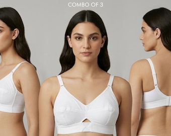 Organic Cotton Wireless Bralette 3 Bra Piece Pack, Soft Non-Padded Everyday Bras