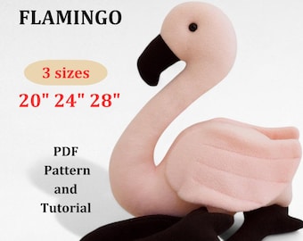 Flamingo Plush Toy Sewing Pattern: Easy DIY Stuffed Bird (PDF Download, 3 Sizes!)