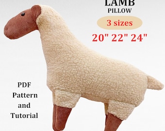Lamb Pillow Sewing Pattern, DIY Stuffed Animal Pillow PDF Download
