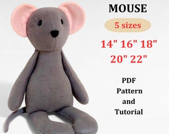 Mouse Sewing Pattern: 5 Sizes DIY Plush Toy (PDF Pattern)