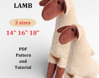 Lamb Toy Sewing Pattern, DIY Stuffed Lamb PDF Download