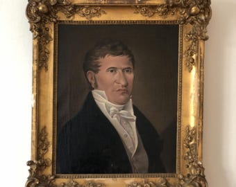 アンティーク 大型 英国 油絵 肖像画 19世紀 貴族 紳士 サイン入り