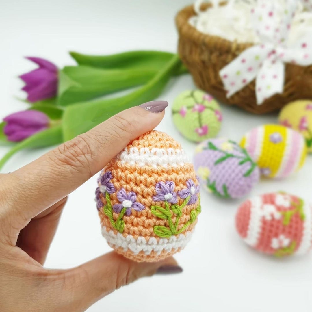 Floral Easter Egg Crochet Pattern PDF Embroidered Amigurumi Egg ...