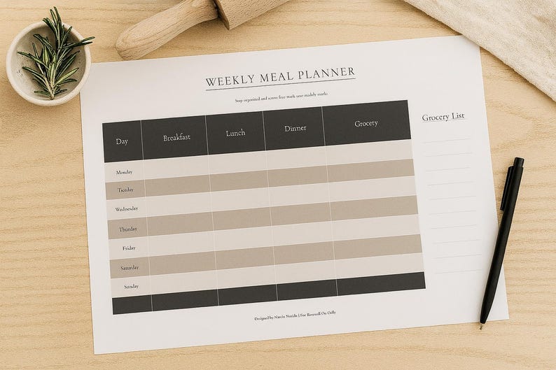 Weekly Meal Planner | Minimalist Printable Food Planner | A4 PDF ...