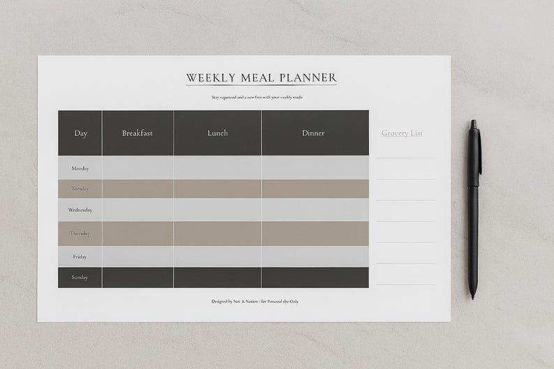 Weekly Meal Planner | Minimalist Printable Food Planner | A4 PDF ...