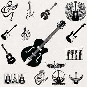 15 Guitar SVG and DXF Mega Bundle: Perfect for CNC, Laser Cutting, Digital Wall Art Projects, digital files, Guitar laser cut dxf svg