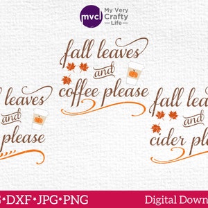 Pacote de bebidas de outono SVG, café, chá e cidra SVG, folhas, abóbora, maçã svg dxf png jpg arquivo de corte para máquinas de corte. Uso comercial