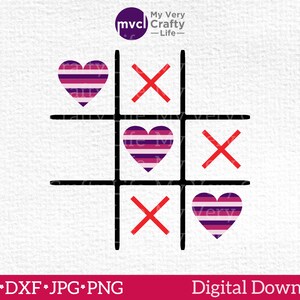 Washi Heart Tic Tac Toe SVG / Archivo cortado a máquina / Descarga digital / Archivos para Cricut, Brother, Pazzles & Silhouette Cameo / dxf / jpg / png