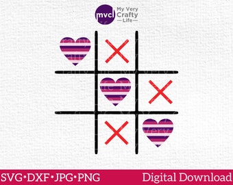 Washi Heart Tic Tac Toe SVG | Machine Cut File | Digital Download | Files for Cricut, Brother, Pazzles & Silhouette Cameo | dxf | jpg | png