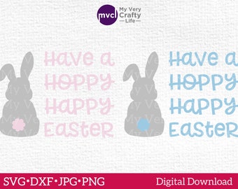 Have a Hoppy Easter with Bunny SVG Easter Design Cut File Bunny Hop Digital Download. svg, dxf, jpg, png. Commercial Personal Use