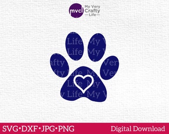 Paw Heart SVG | Animal Dog Cat Heart Cut File | Digital Download | File for Cricut, Pazzles, Brother & Silhouette Cameo | dxf | jpg | png