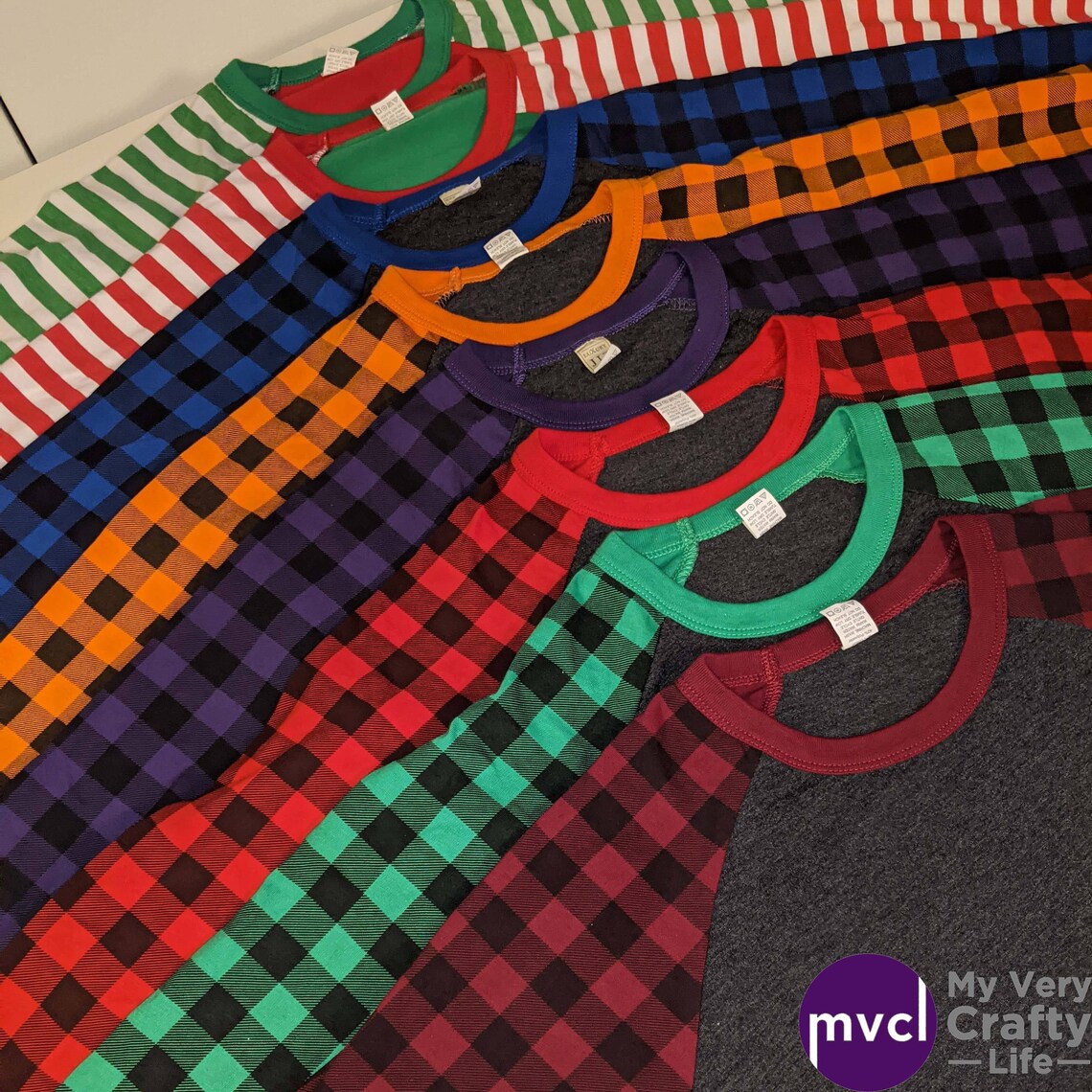 raglan shirt with plaid sleeves