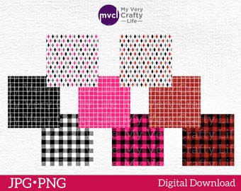 Buffalo Plaid Digital Paper, Gingham Paper Pattern, Diamond Pattern PNG, Digital Download, PNG JPG Commercial Personal Use. Machine Cutting.