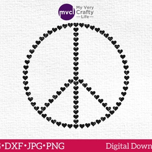 Corazones de Paz SVG / Archivo de Corte de Paz del Corazón / Archivo de Amor de Paz / Descarga Digital / svg, dxf / jpg / png / svg