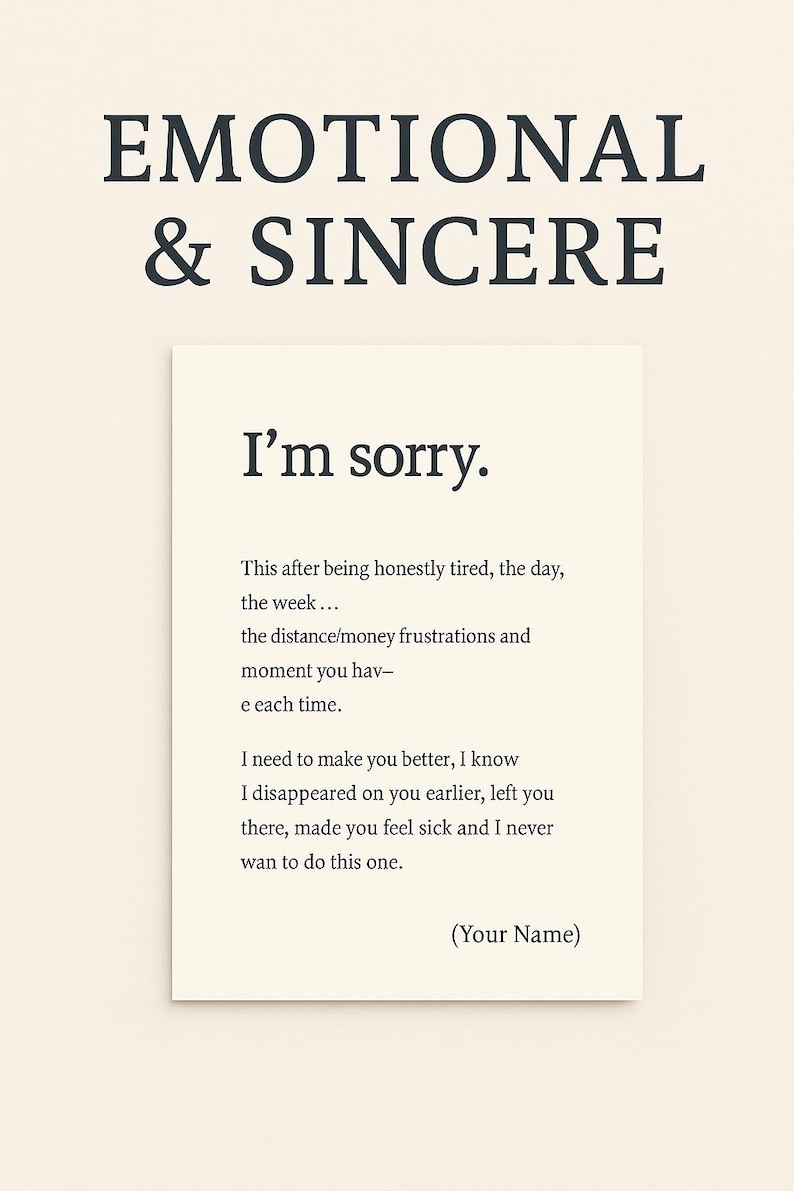 I’m Sorry Letter • Personalized Apology Letter • Emotional Handwritten ...