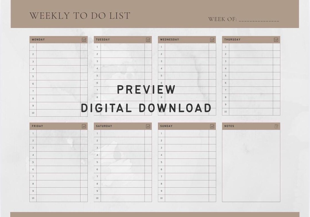 Weekly Planner Printable PDF – Weekly to Do List – Minimalist Planner ...