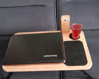 Foldable Wooden Laptop Bed Desk with Mouse Pad