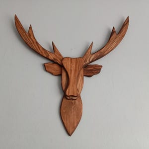 Handmade Wooden Deer Head Wall Decor/Walnut Color