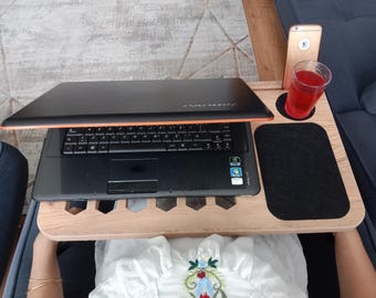 Foldable Wooden Laptop Bed Desk with Mouse Pad