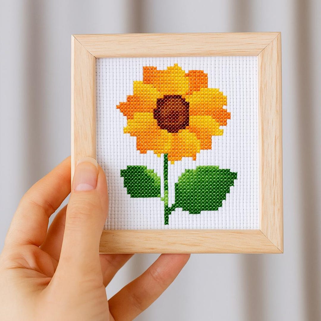 Mini Flower Sunflower Cross Stitch Pattern: Floral Hand Embroidery