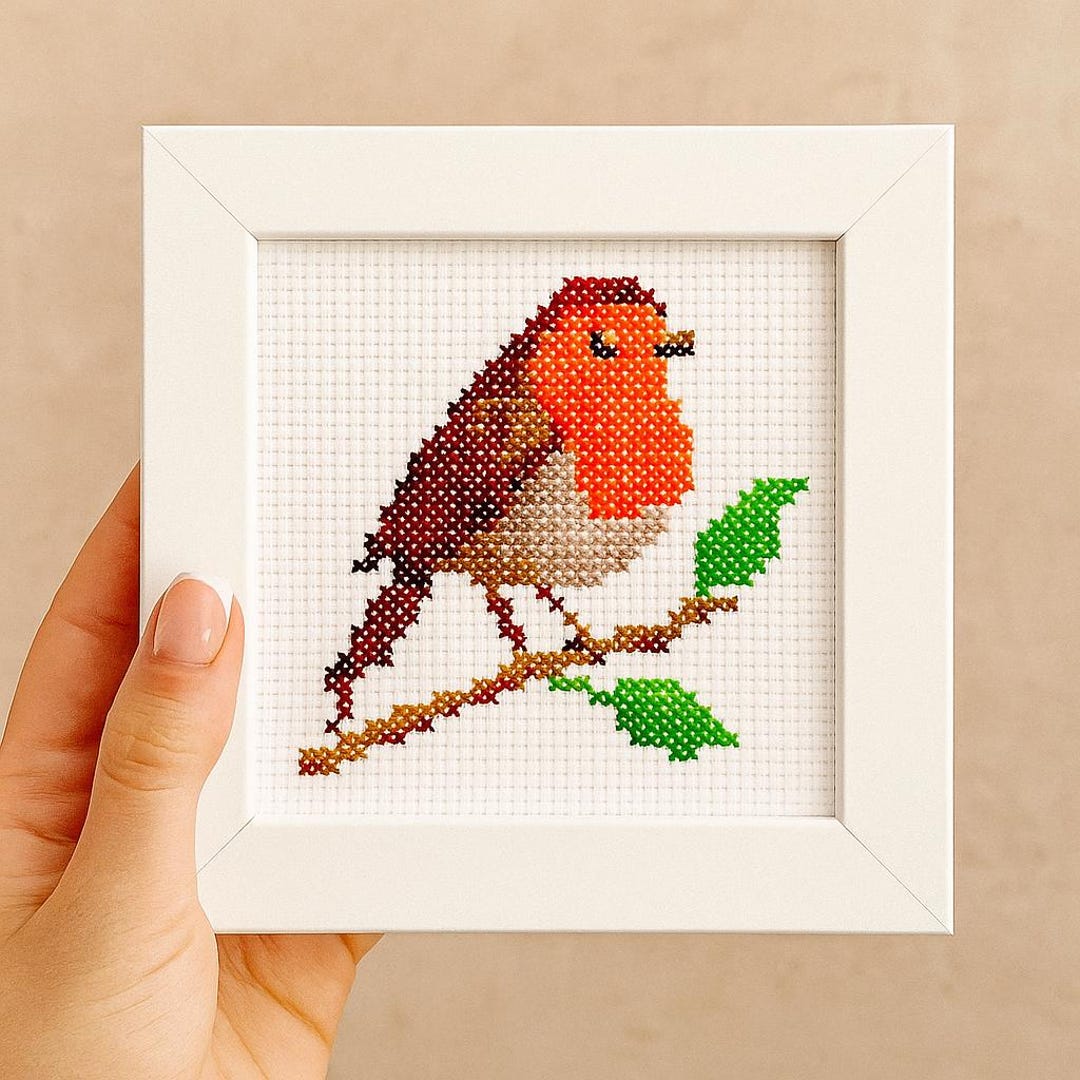 Red Robin Pattern Mini Christmas Red Robin Cross Stitch Pattern: Hand Embroidery (PDF ...