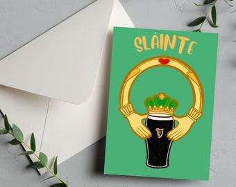 Tarjeta irlandesa Sláinte Claddagh – Saludos de cumpleaños, Día de San Patricio