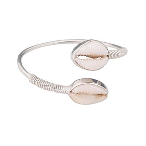 Braccialetti in conchiglia di ciprea, argento sterling 925, braccialetti rigidi, braccialetti in conchiglia naturale, braccialetti rigidi in conchiglia, braccialetti fatti a mano, braccialetti rigidi boho