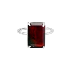 Ammolite Silver Rings - Handmade Statement Ring - 925 Sterling Silver Jewelry - Ammolite Ring for Women - Minimalist Everyday Jewelry