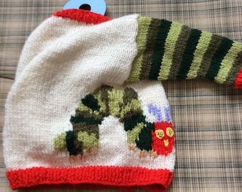 PDF Instant Download Knitting Pattern Hungry Caterpillar Cardigan, Shoes and Hat Set
