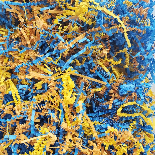 Blue & Gold Macaw Bird Blend Crinkle Paper - 2 oz - Bird Safe Paper Shreds - Bird toy parts, parrot toy making