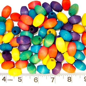 Hand-Dyed Wooden Oval Beads - 3/4 Inch, 25 Pcs