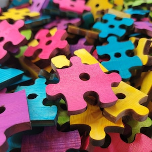 1.25" Puzzle Pieces - 100 BULK Pack - Parrot Toys and Bird Toy Parts by A Bird Toy - Crafting