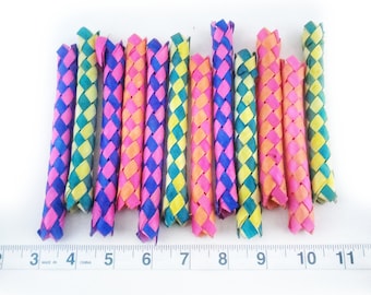 12-Pack Neon Bamboo Shredders: Parrot Foraging Toy Parts