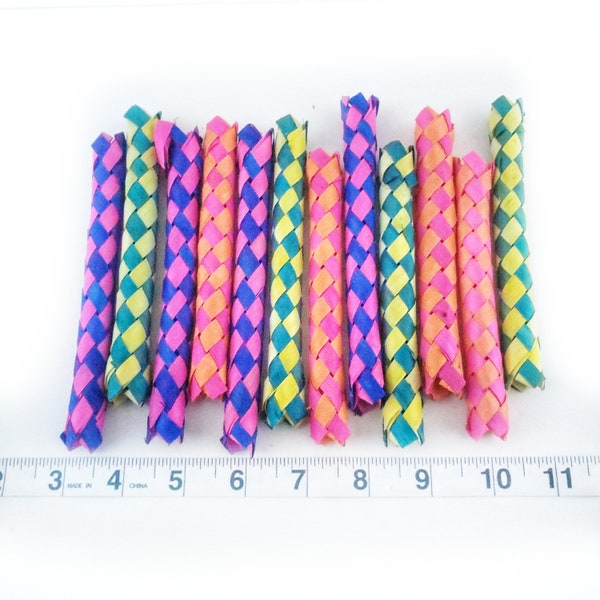 12 Pack - Neon Bamboo Shredders - Foraging, Crafting - Parrot Toys and Bird Toy Parts by A Bird Toy