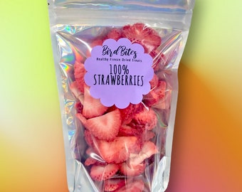 100% Strawberries - 1.5 Cups - Bird Bites Healthy Freeze Dried Treats